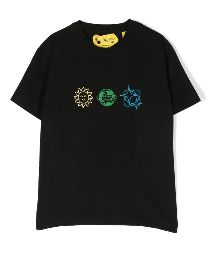 OFF-WHITE KIDS Elements Tee S/S Black Blue - MAISONDEFASHION.COM