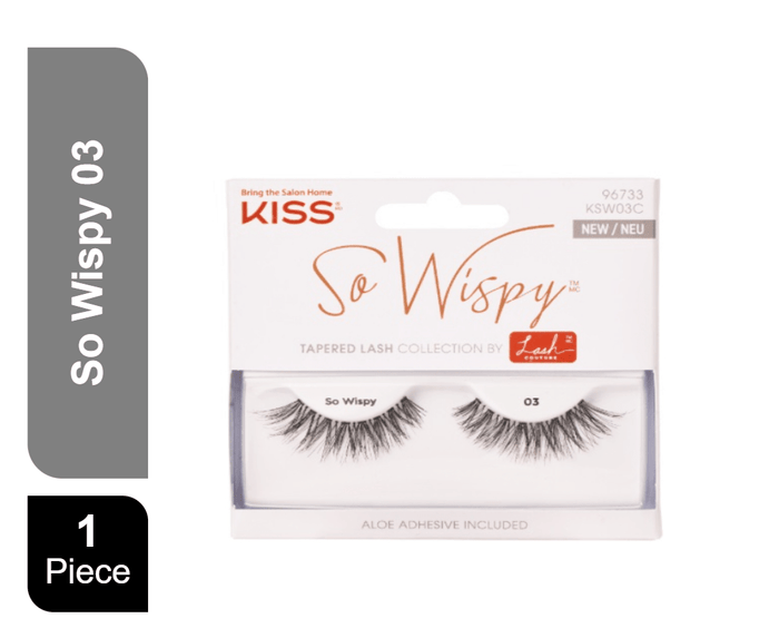 Kiss So Wispy Tapered Lashes with Aloe Adhesive 03, 1 Pack - Makkah Pharmacy