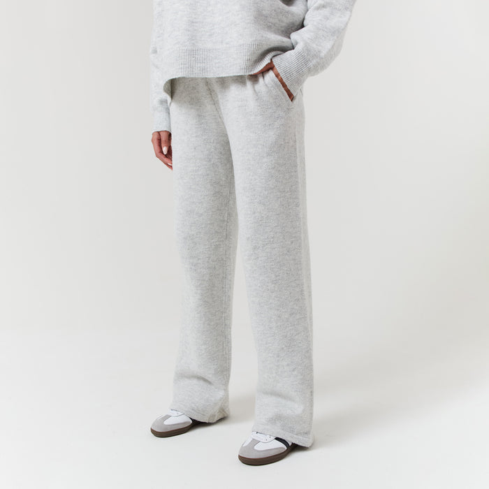 Women's  Light Grey Marl Knit Open Hem Jogger  Closure London  Front View
