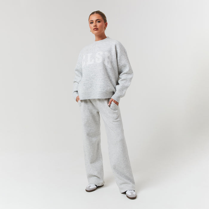 Knit Open Hem Jogger | Light Grey Marl