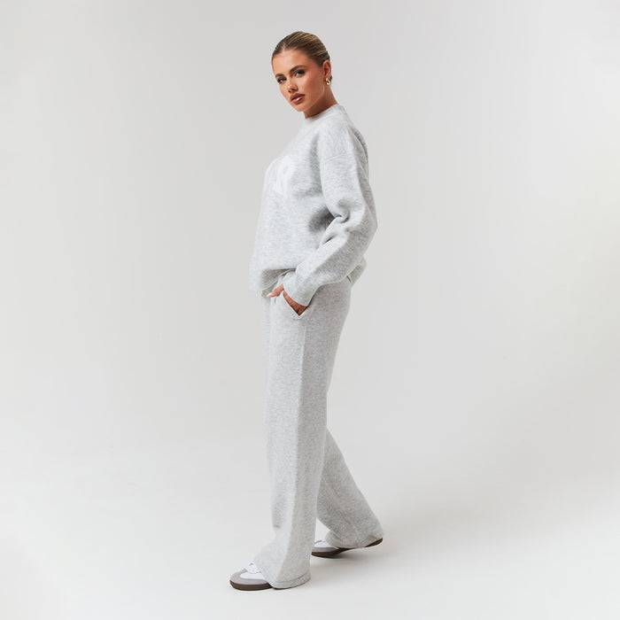 Knit Open Hem Jogger | Light Grey Marl