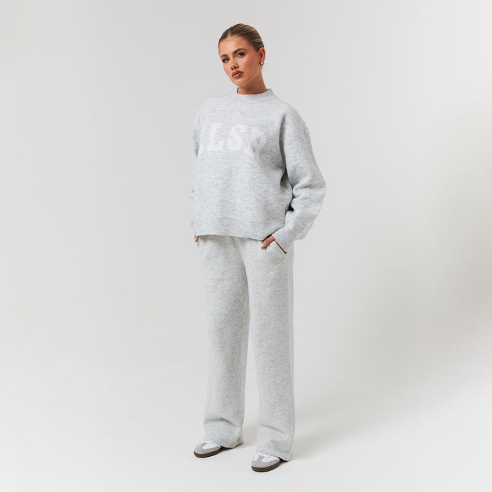 Knit Open Hem Jogger | Light Grey Marl