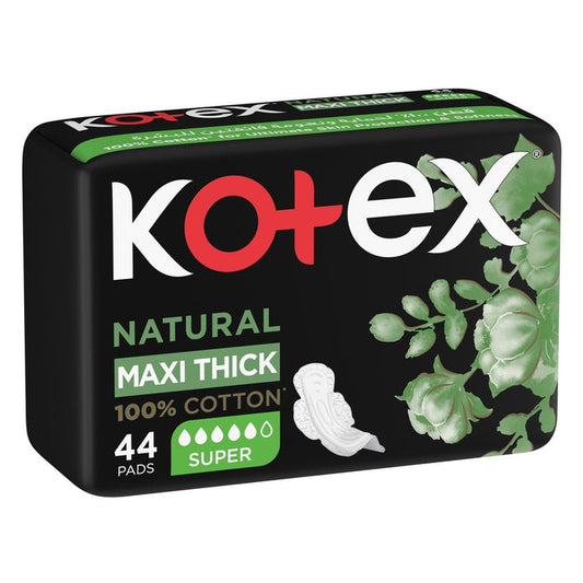 Kotex Natural Cotton Maxi Thick Super With Wings 44Pcs