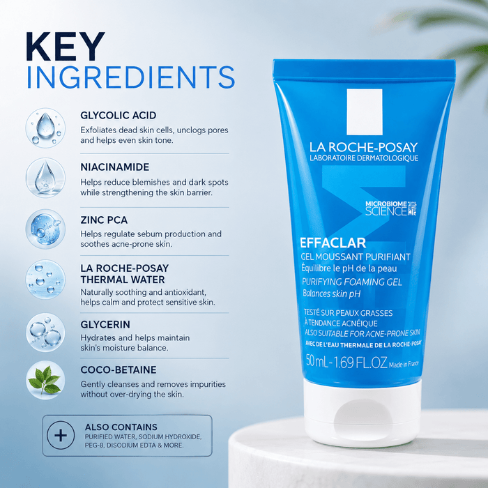 La Roche-Posay Effaclar Purifying Foaming Gel 50ml - Cosmosentials