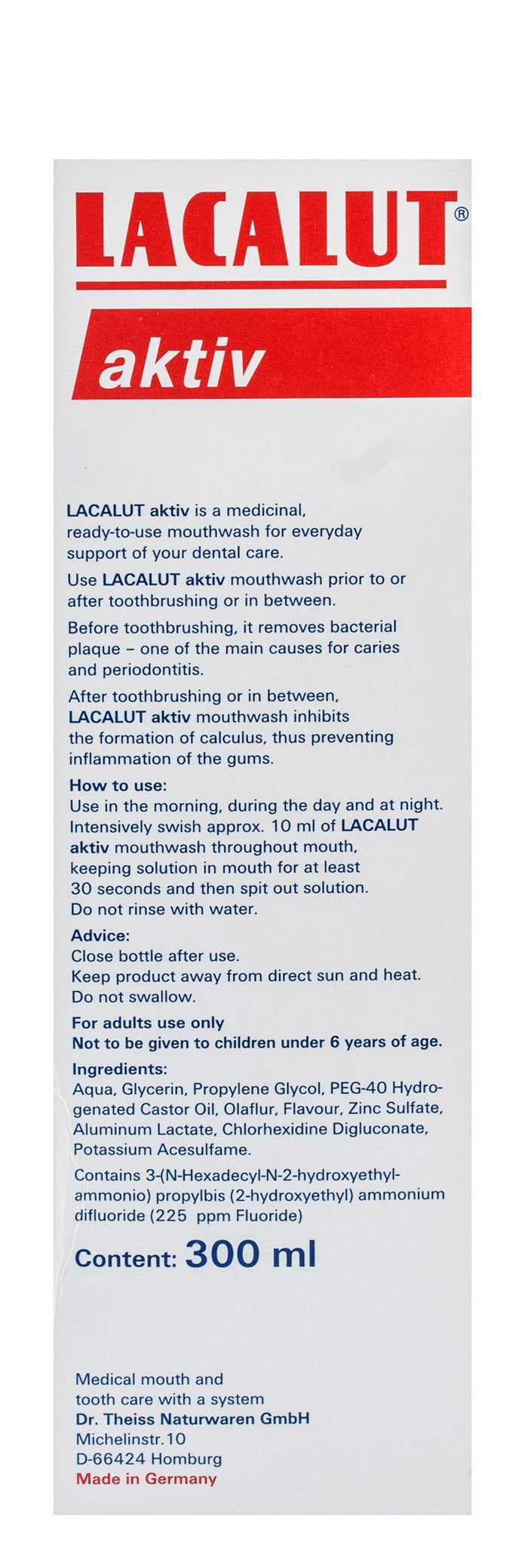Lacalut Aktiv Mouthwash, 300ml - Makkah Pharmacy