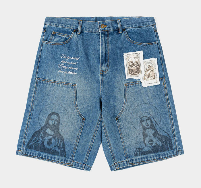 Lady Guadalupe Washed Mens Shorts (Blue/White)