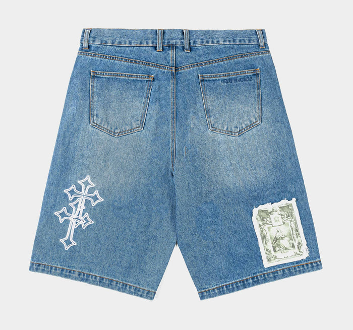 Lady Guadalupe Washed Mens Shorts (Blue/White)
