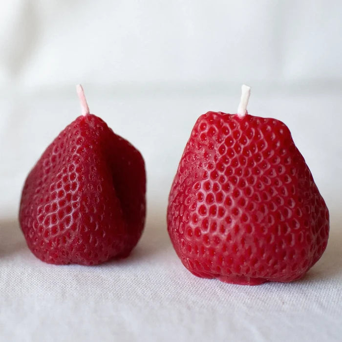 Large Strawberry Candles Set of 2