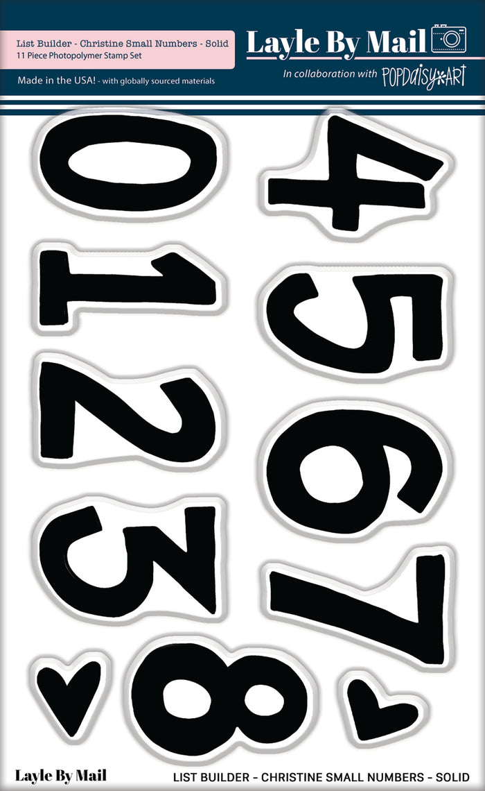 List Builder - Christine Small Numbers - Solid 3x4 Stamp Set - RETIRED
