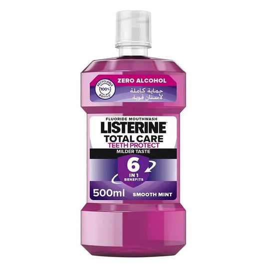Listerine Total Care Teeth Protect Mild Taste Fluoride Mouthwash With Zero Alcohol 500ml Listerine