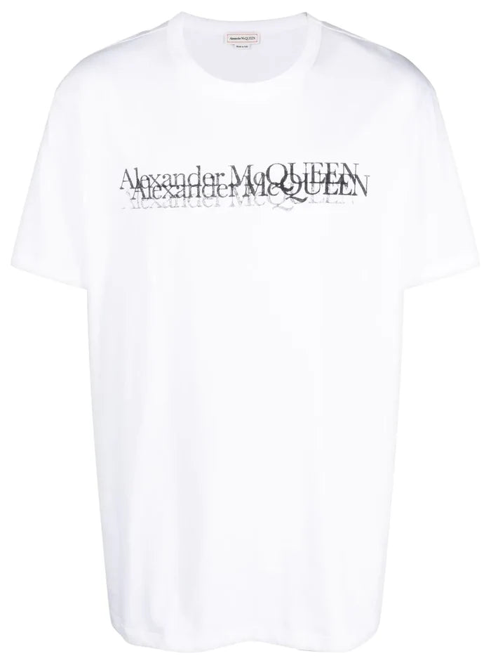 ALEXANDER MCQUEEN Logo Stamp T-shirt White - MAISONDEFASHION.COM