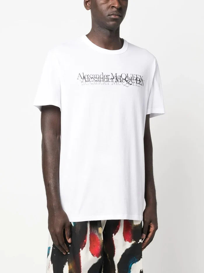 ALEXANDER MCQUEEN Logo Stamp T-shirt White - MAISONDEFASHION.COM