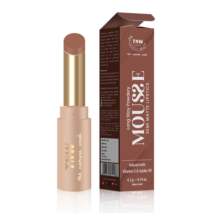 Longstay Powdery Mousse Semi Matte Lipstick | Dark Brown | Intense Color, Lightweight Comfort @ 1 (Exclusive)