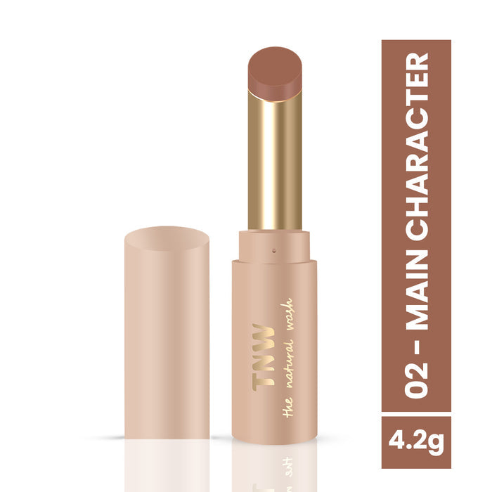 Concealer stick with gold cap and beige body on a white background, featuring 'TNW' branding.