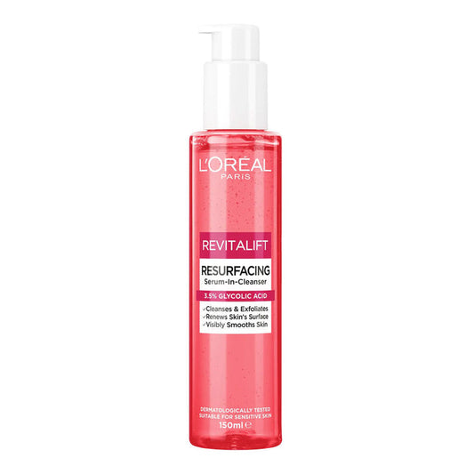 L'Oreal Revitalift Laser Cleanser enriched with Glycolic Acid to exfoliate and reveal radiant, smoother skin