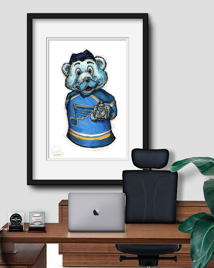 Louie Mascot Ink Sketch Print