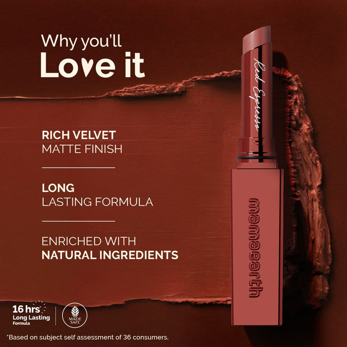 Luxe Matte Long Stay Lipstick with Passion Fruit Oil & Vitamin E -2g | Red Espresso