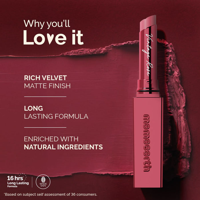 Luxe Matte Long Stay Lipstick with Passion Fruit Oil & Vitamin E -2g | Vintage Rose