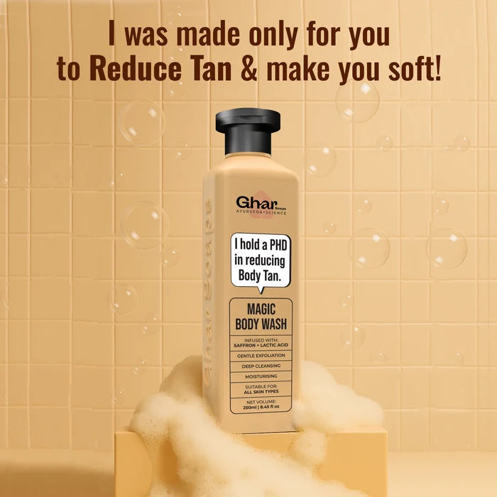 Magic De-Tan & Exfoliating Body Wash with Saffron & Lactic Acid