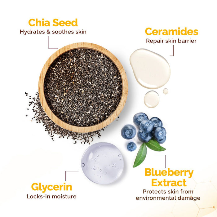Hero ingredients Chia Seed Ceramides Blueberry in Oil-Free Sunscreen