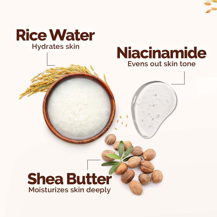 Mamaearth Rice Water Hydrating Body Lotion with Rice Water & Niacinamide for Dewy Glass Skin - 400 ml (Pack of 2)