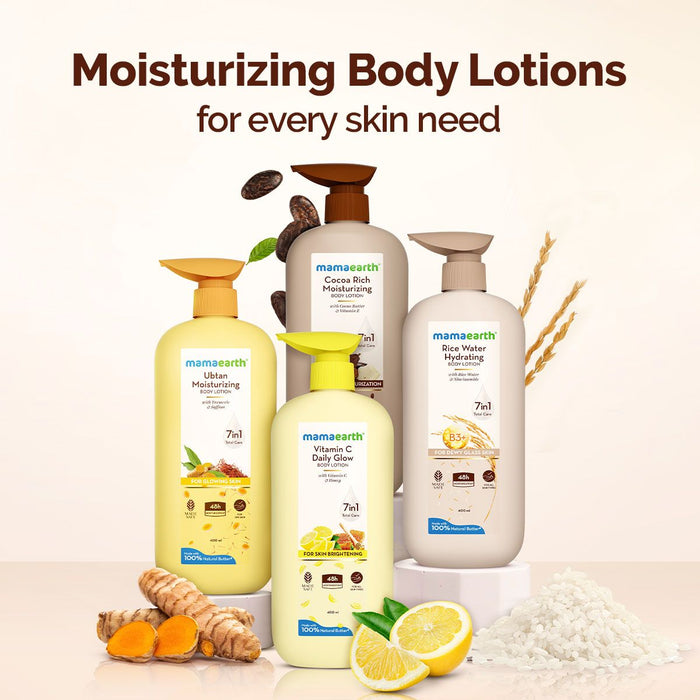 Mamaearth Rice Water Hydrating Body Lotion with Rice Water & Niacinamide for Dewy Glass Skin - 400 ml (Pack of 2)