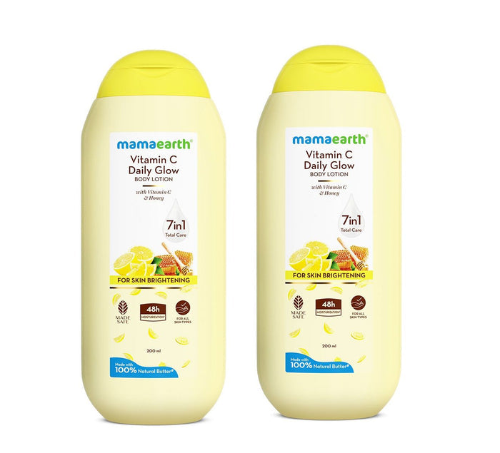 Mamaearth Vitamin C Daily Glow Body Lotion For Skin Brightening 200 ml (Pack of 2)