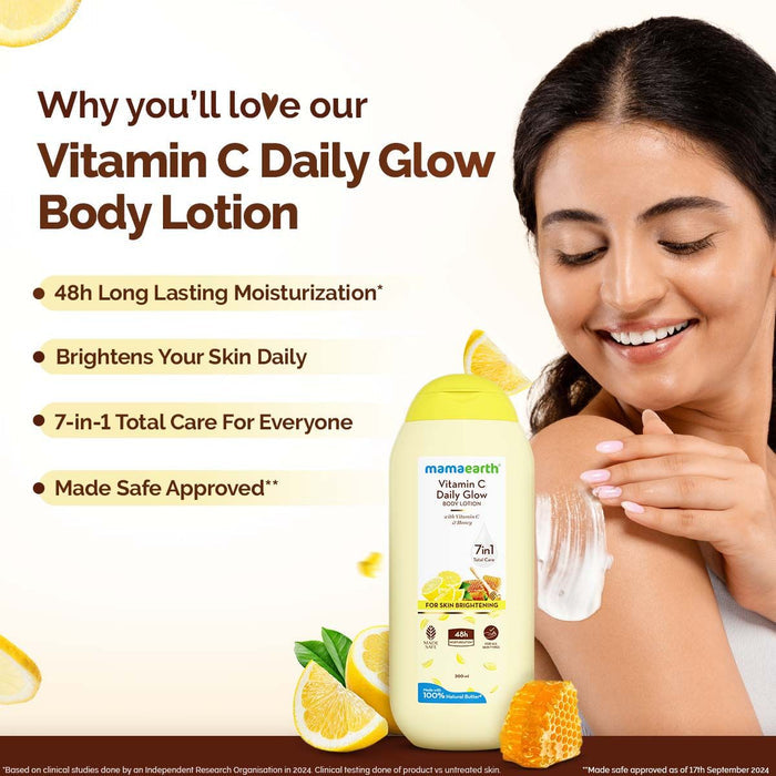 Mamaearth Vitamin C Daily Glow Body Lotion For Skin Brightening 200 ml (Pack of 2)