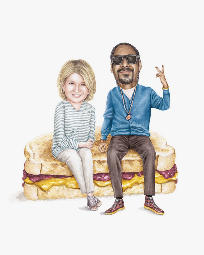 Snoop and martha peanut butter and jelly celebs on Sandwiches 8x10 watercolor print sold by Le Monkey House