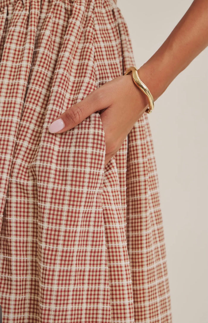 Mary Soft Prairie Square Neck Gingham
Smocked Midi Dress