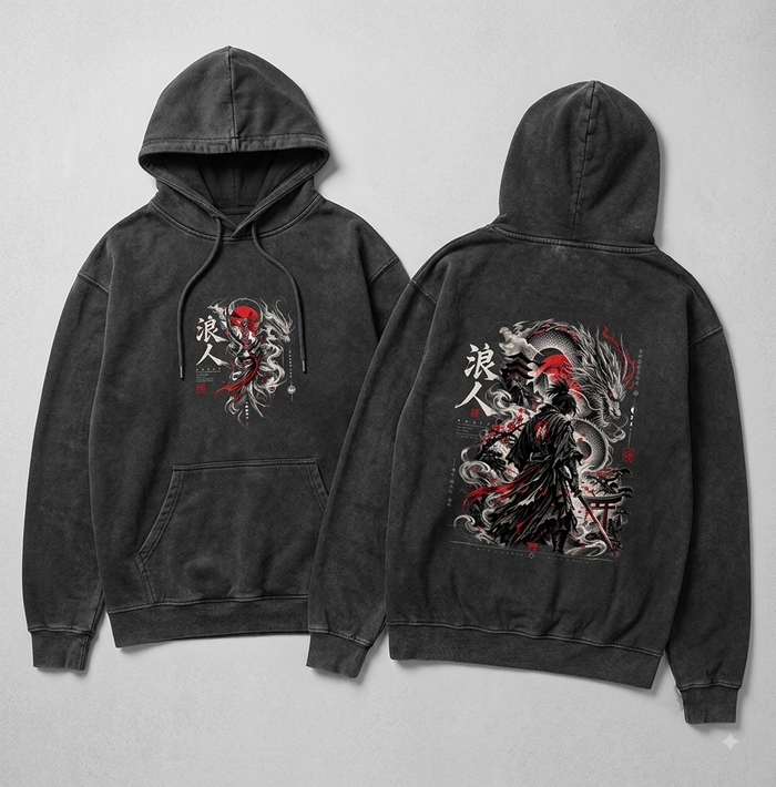 Men's Acid-Wash Back Graphic Oversized Hoodie