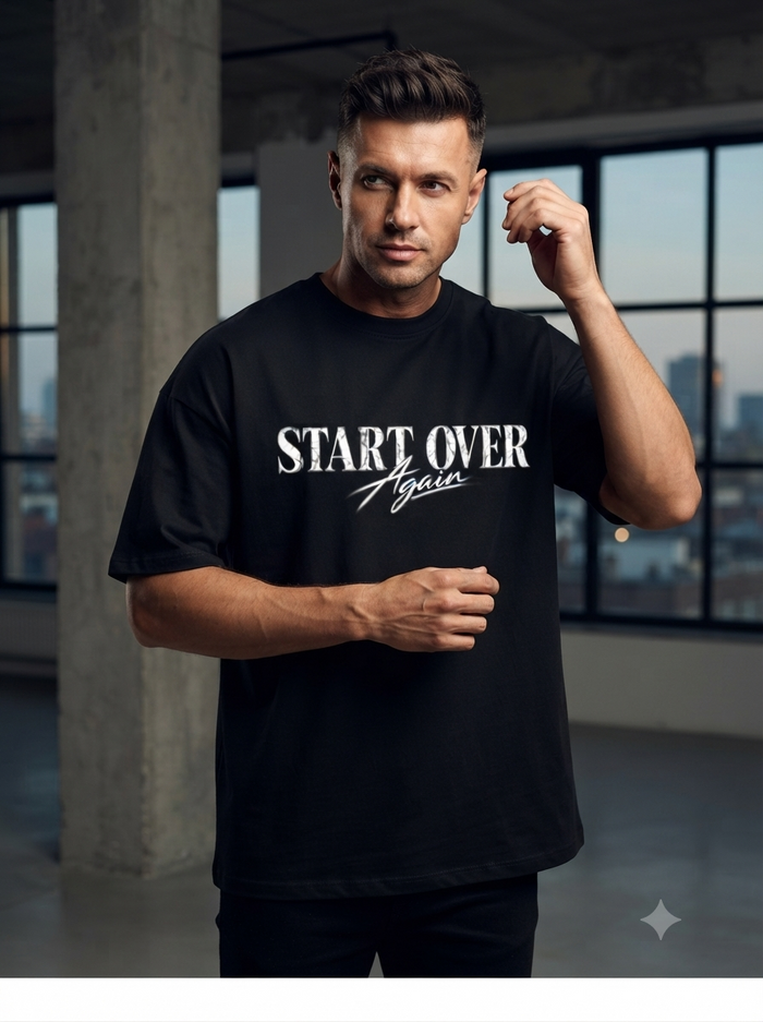 Men's Black Terry Oversized T-Shirt | ZEYRAVO product image