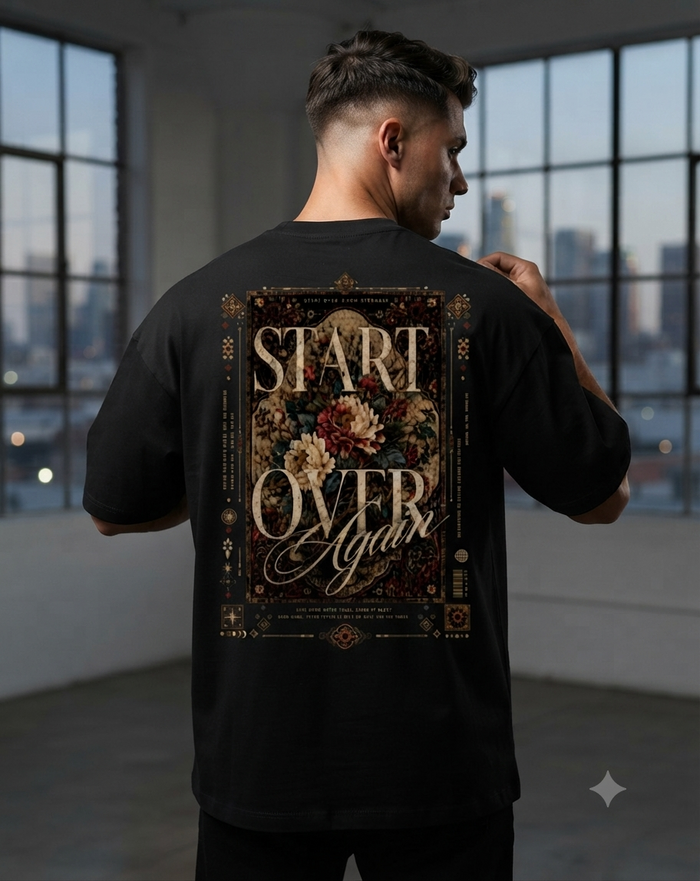 Men's Black Terry Oversized T-Shirt