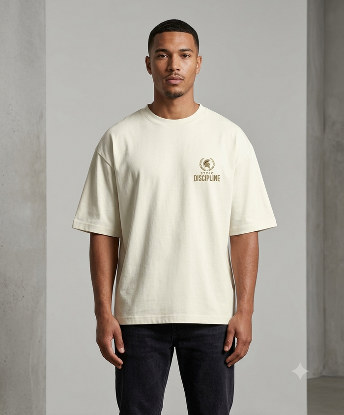 Men's Heavyweight Oversized T-Shirt – Off White | ZEYRAVO product image