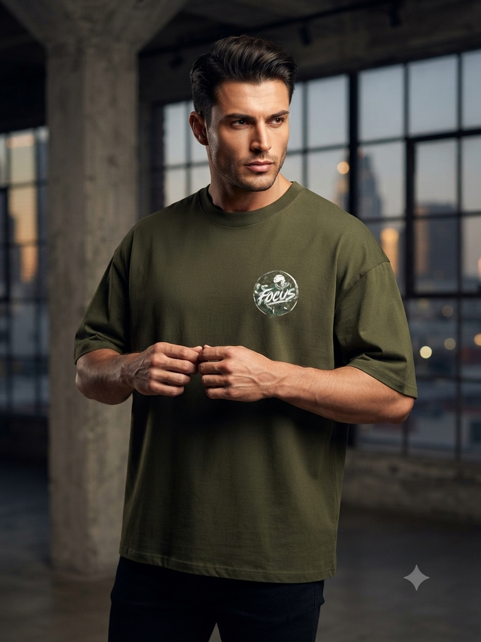 Men's Oversized Classic T-Shirt – Olive Green | ZEYRAVO product image