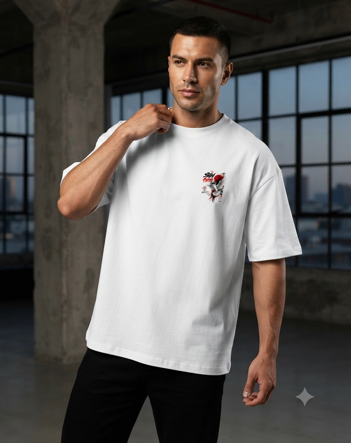 Men's Oversized Standard T-Shirt – White | ZEYRAVO product image