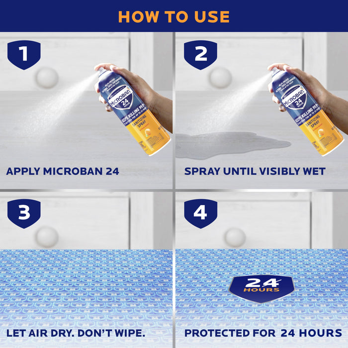 Microban 24 Hour Disinfectant Sanitizing Spray, Citrus Scent, 15 oz