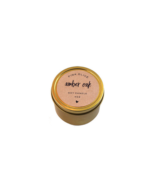 mini amber oak soy candle