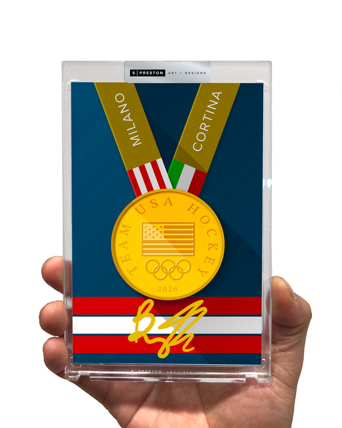 Minimalist Team USA 2026 Hockey Gold Medal Autographed Print