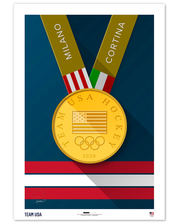 Minimalist Team USA 2026 Hockey Gold Medal Print