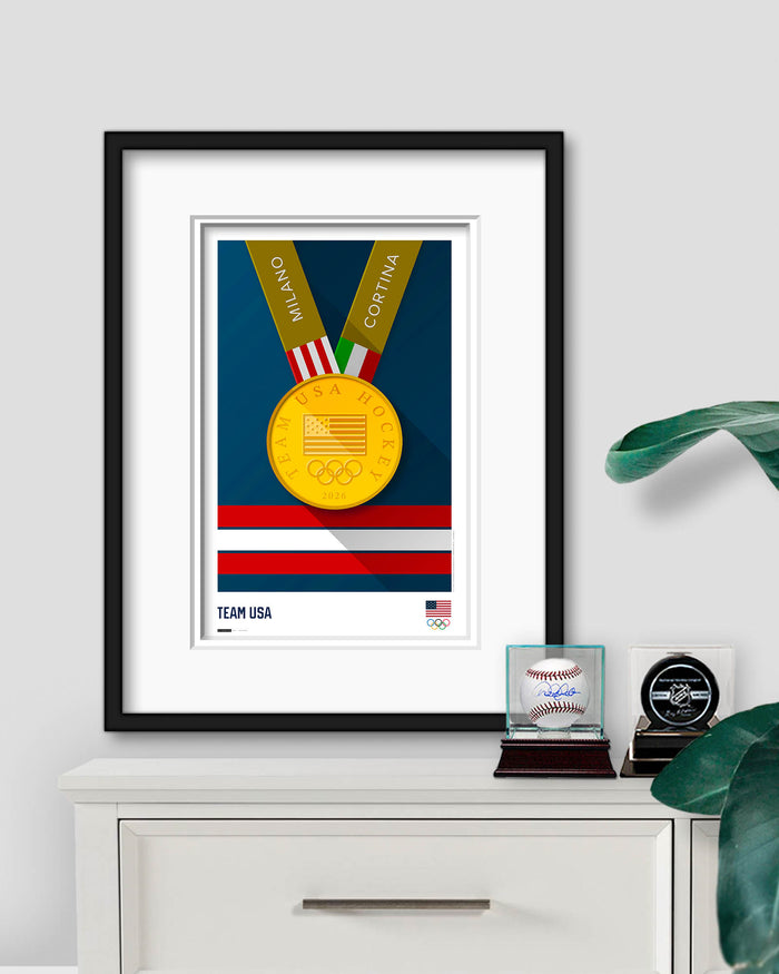 Minimalist Team USA 2026 Hockey Gold Medal Print