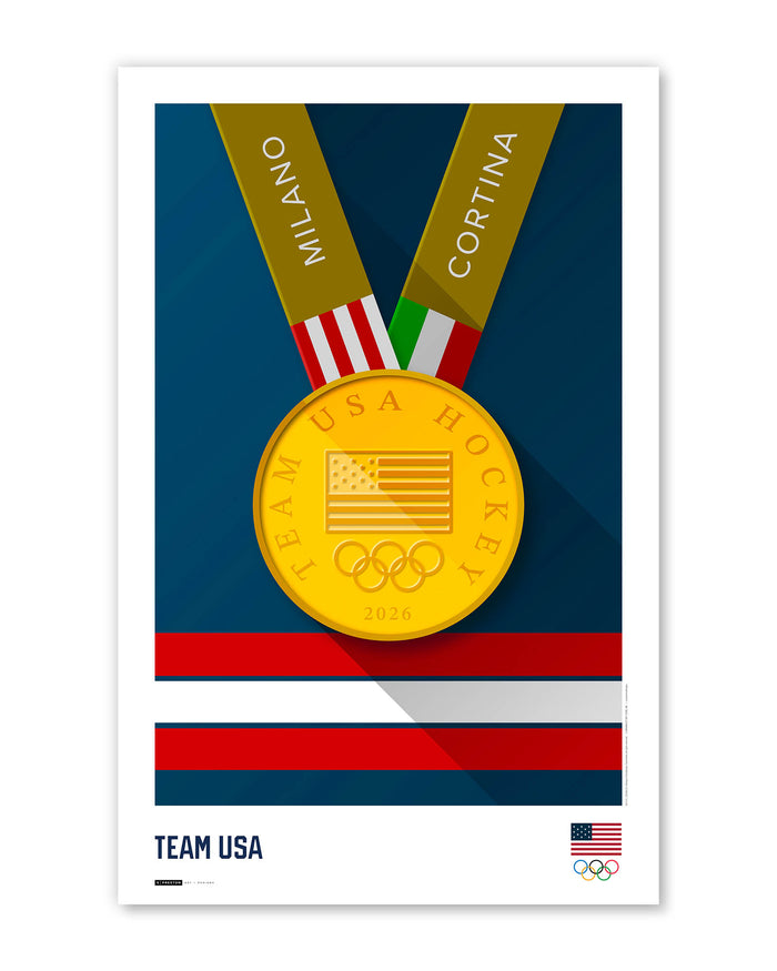 Minimalist Team USA 2026 Hockey Gold Medal Print