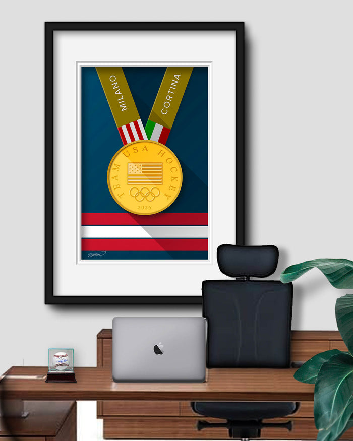 Minimalist Team USA 2026 Hockey Gold Medal Print
