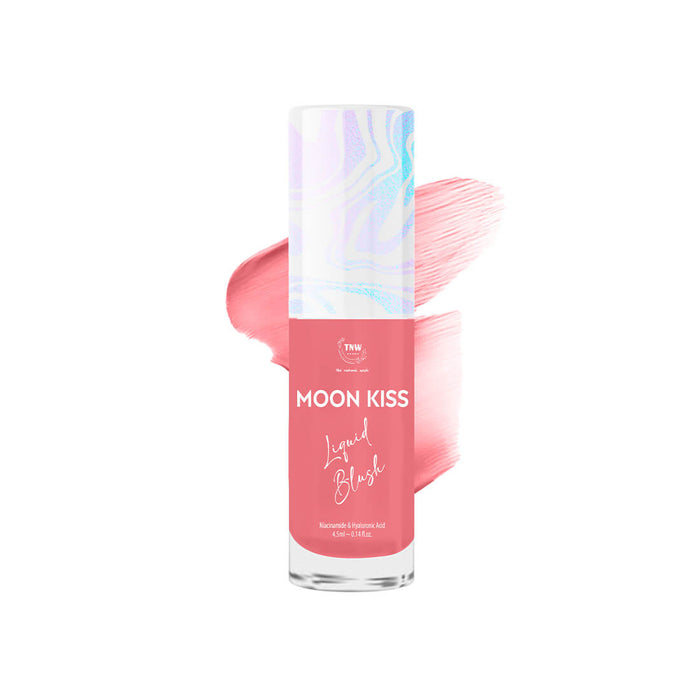 Moon Kiss Liquid Blush with pink blush swatch on a white background
