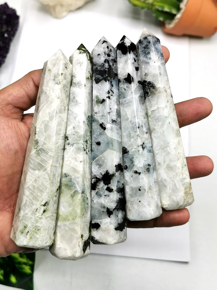 Moonstone point - handmade carvings - energy/chakra/reiki - ONE PIECE ONLY