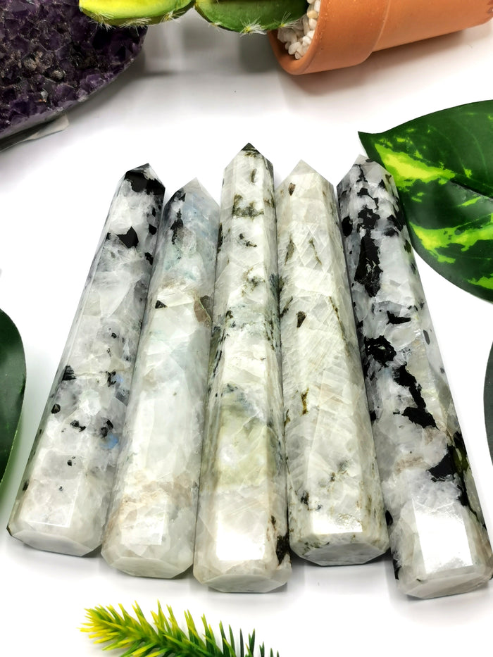 Moonstone point - handmade carvings - energy/chakra/reiki - ONE PIECE ONLY