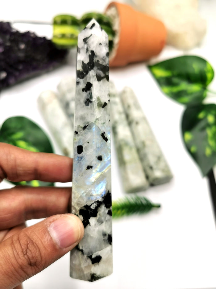 Moonstone point - handmade carvings - energy/chakra/reiki - ONE PIECE ONLY