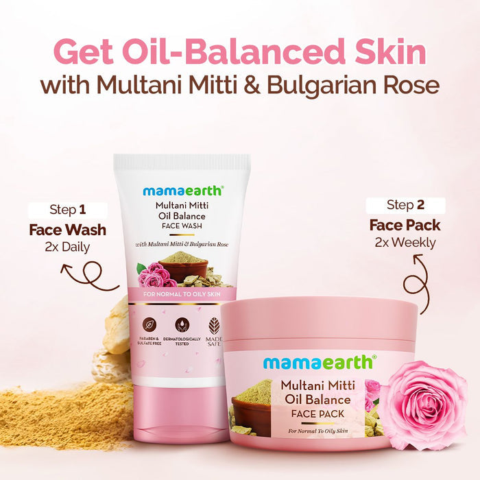 Multani Mitti Oil Balance Face Pack with Multani Mitti & Bulgarian Rose for Normal to Oily Skin - 200 g