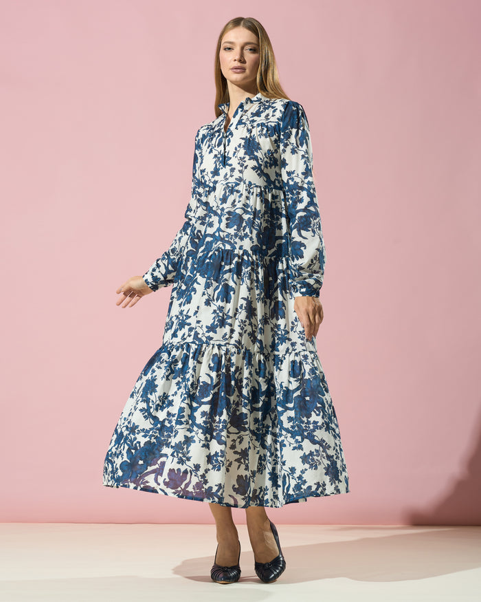 Navy Bloom Cotton Dress
