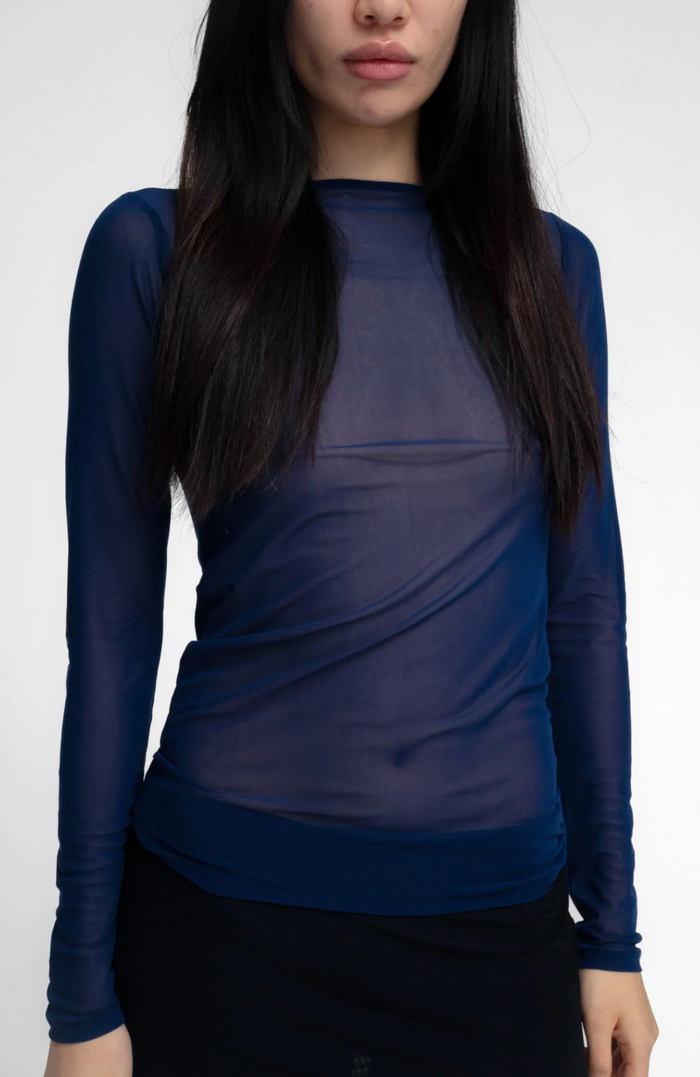 Navy Boat Neck Long Sleeve